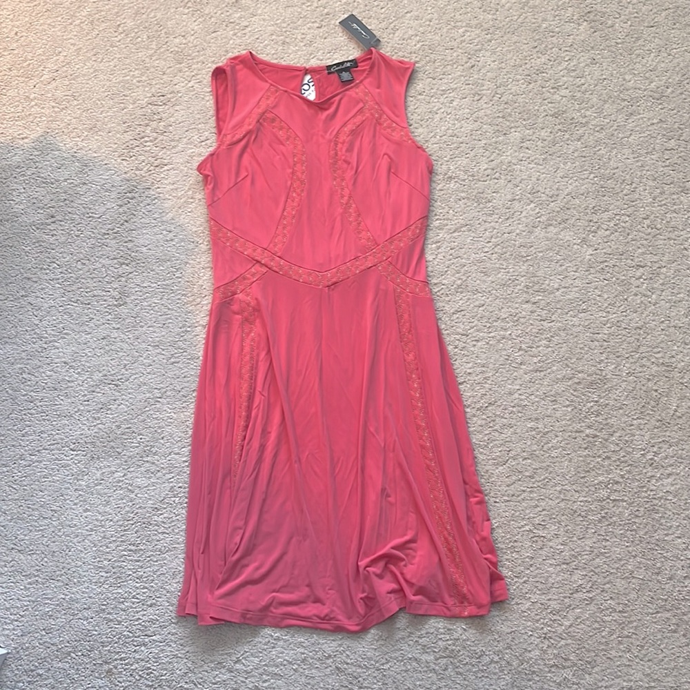 Coral, soft, above the knee dress